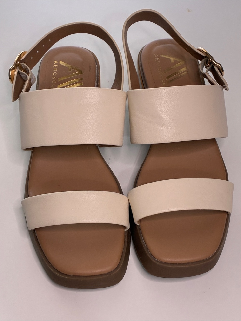 AEROSOLES Cream Double-Strap Slingback Sandals